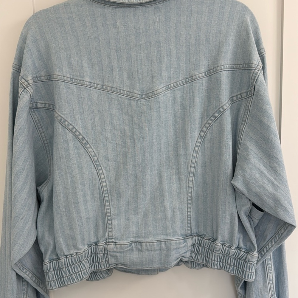 AMO Cropped Denim Jacket, Sz L - Picture 8 of 12